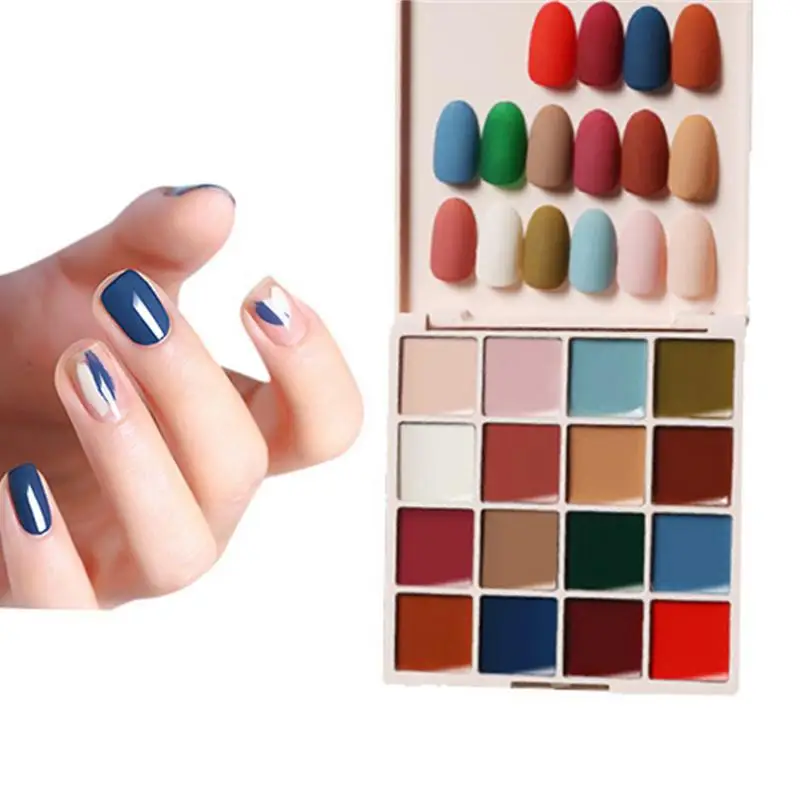 16 Colors Solid Nail Glue Set Highly Pigmented Solid Gel Polish Cream Set Highly Pigmented Nail Gel Set For Home Nail Salon Nail