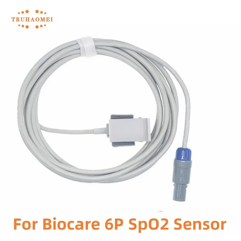 Biocare iM7 iM8 iM12 iM15 SAO2 프로브 긴 와이어 단일 슬롯 성인 어린이 신생아 소아용 6 핀 재사용 가능한 SpO2 센서