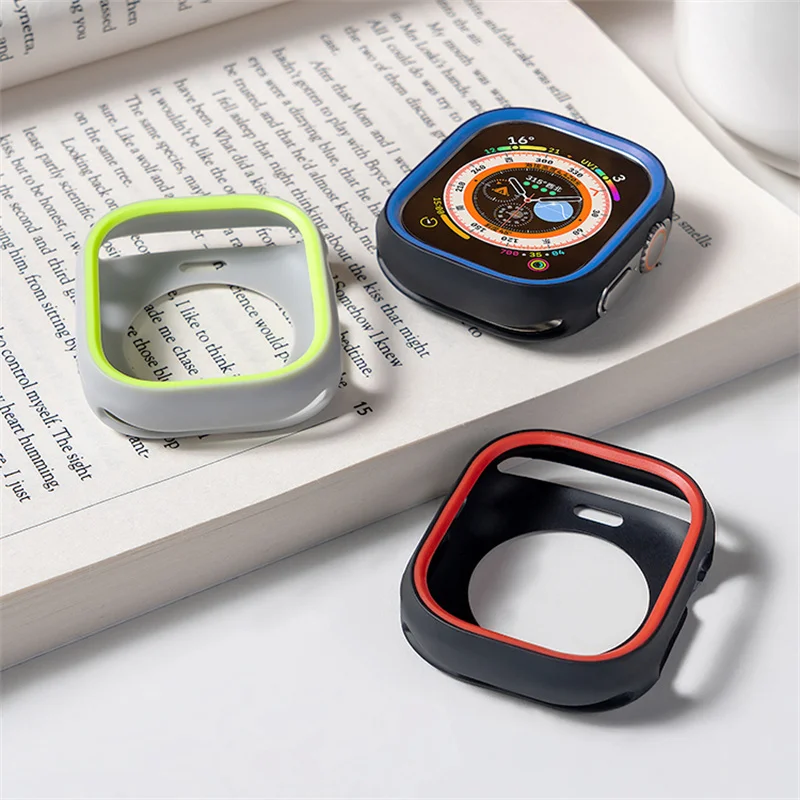 Capa de Silicone Macia para Apple Watch, Capa para Apple Watch Ultra 2, iWatch Series 9, 8, SE, 45mm, 44mm, Acessórios, 49mm