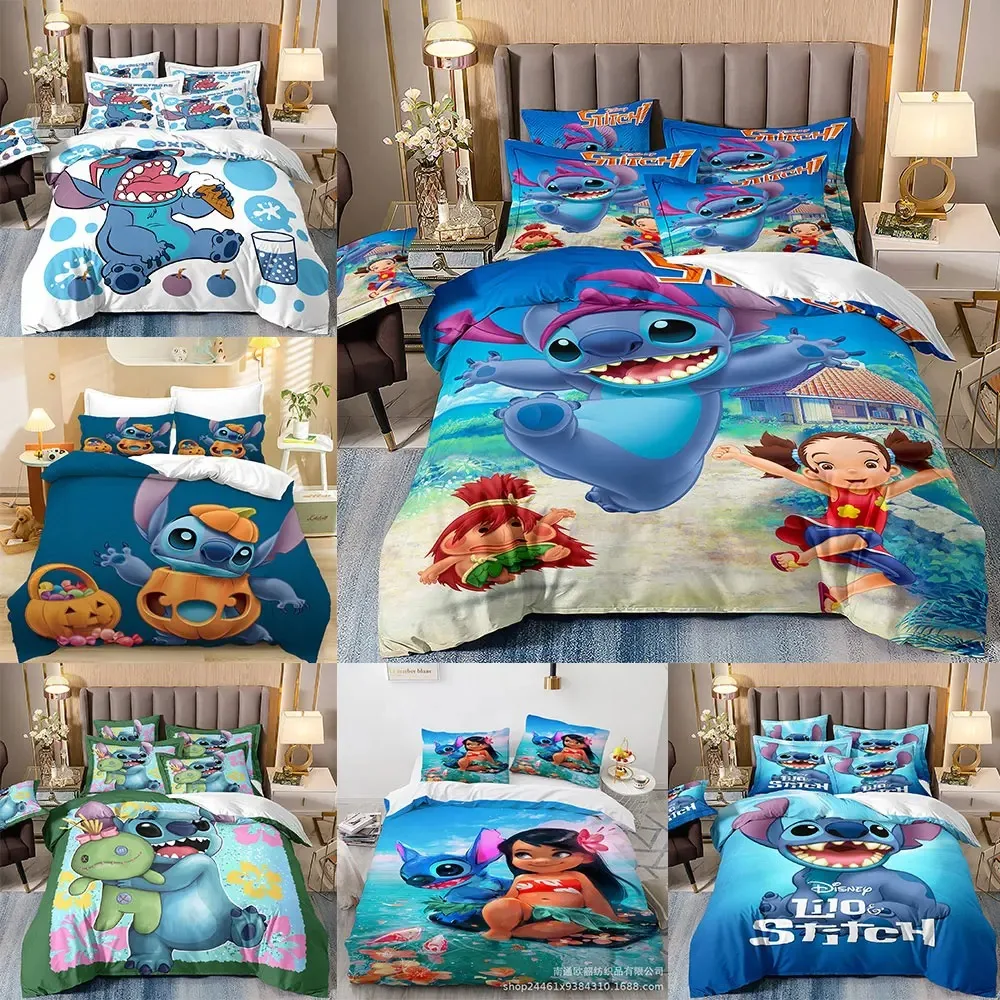 

Комплекты постельного белья Kawaii Stitch, одеяло, покрывало, пододеяльник, подушка, Детские комплекты из 2-3 предметов, для детей и взрослых, размер для спальни