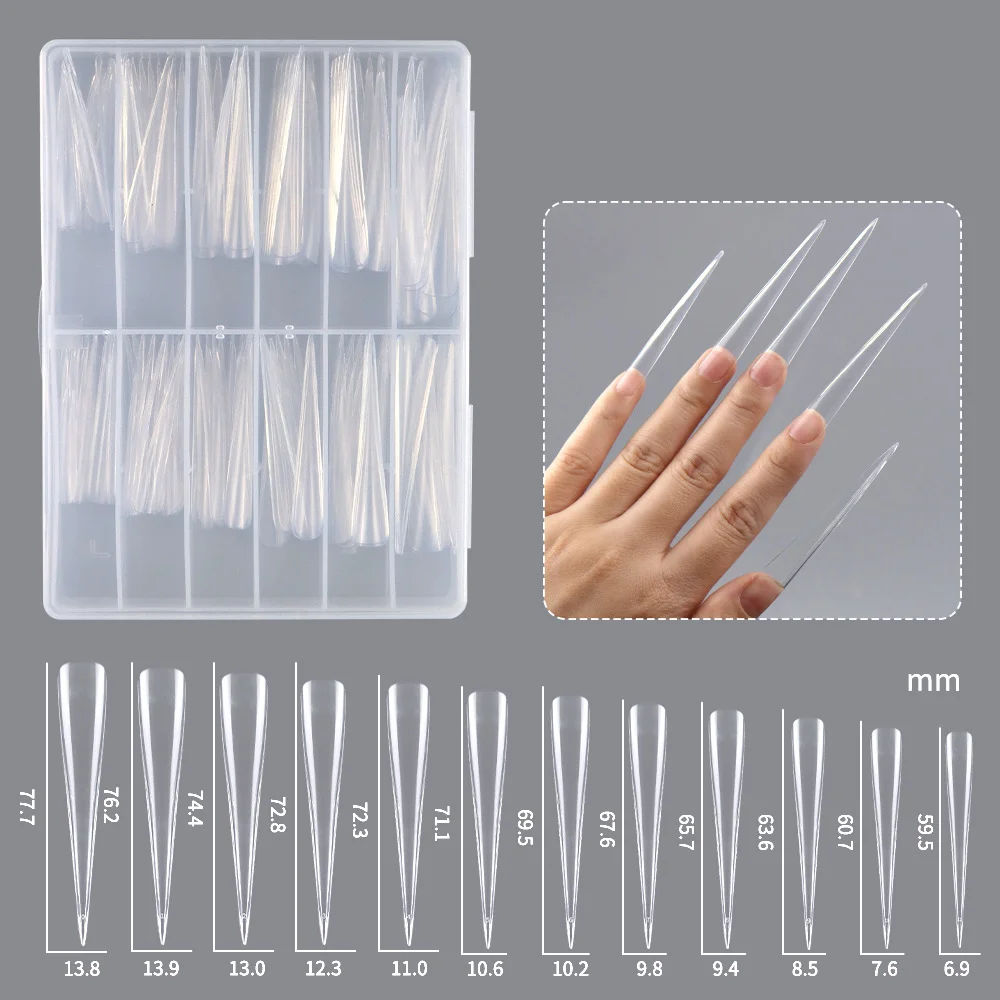 New Acrylic False Nail Tips Stiletto Extreme Long Artificial Nails Manicure Accessories Full Cover Manicure Tool Women