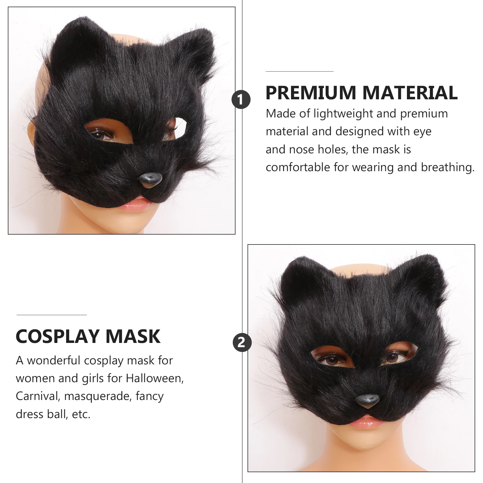 

Fox Mask Masquerade Party Makeup Dance Performance Eye Animal Coloring Masks Halloween Black Funny with Chain