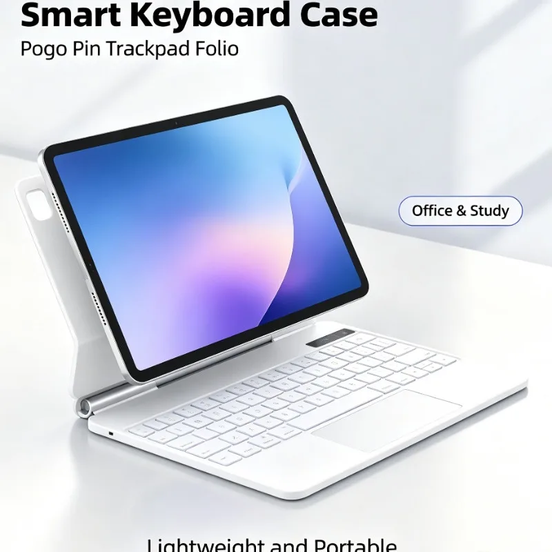Adjustable Stand Pogo Pin Keyboard Case with Trackpad for iPad Air 11 M3 iPad Air6 11 iPad Pro 11 iPad Air4 Air5 10.9 Tablet Tec