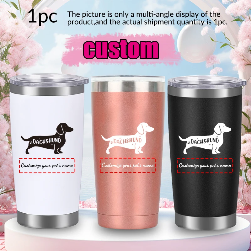 

1pc Customize name Stainless Steel Vacuum Car Cups with Lid Best Gifts for Pets Or Friend Hot cold Insulation Drink Items Cups