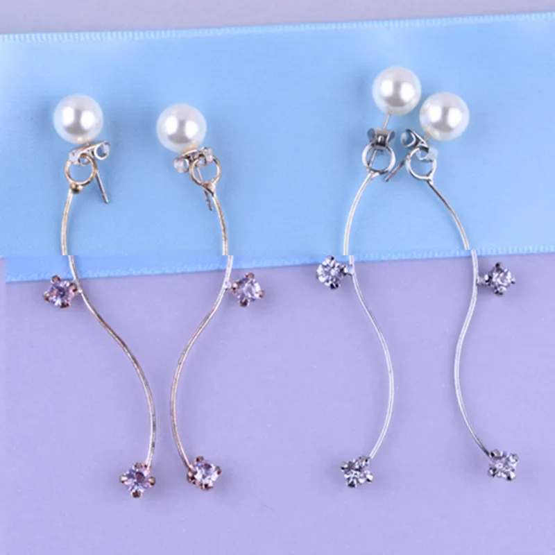 Fashion Personality Imitation Pearl Stud Earrings Earrings Woman Temperament Long Earrings Wholesale Keep color-Prevent Allergy