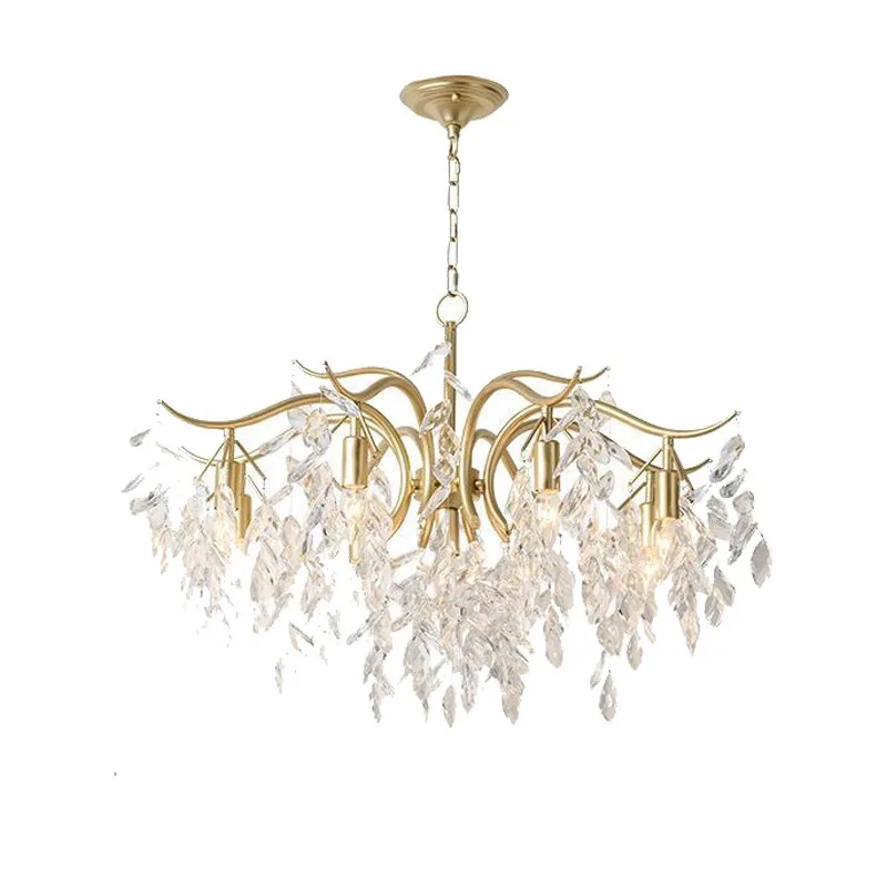 Living room lamp, dining room French light luxury lamp, all copper crystal bedroom main lamp c