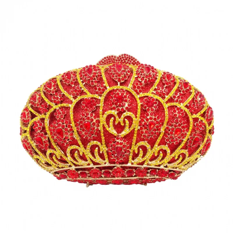 

Женская сумка-клатч с красным бриллиантом и драгоценной короной, украшенная кристаллами, вечерние клатчи Bolsos De Lujo Mujer Marcas Famosas