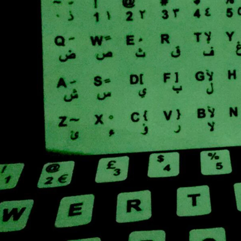 1PCS Fluorescent Glow in Dark Letter Alphabet English or Russian Keyboard Green Light Stick Sticker for Universal PC Keyboard