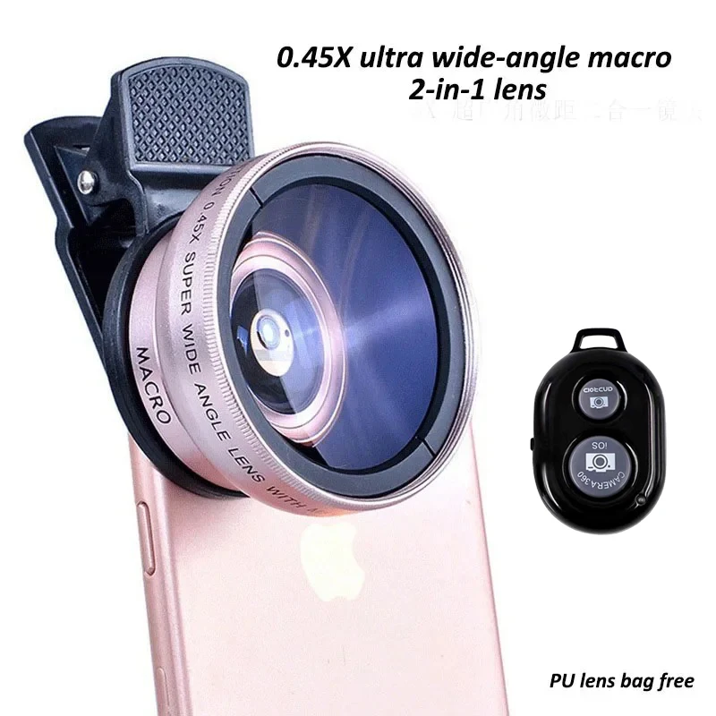 

Ultra Wide Angle Lens for Mobile Phone, Macro Lens, Universal Clip, HD, SLR, External Camera Lenses, 0.45X