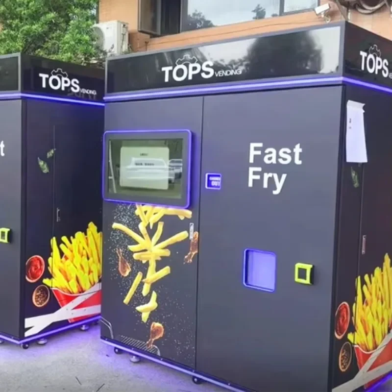 FOODLINE Customized Self-Service QR Code & Coin Change Steel French Fries Vending Machine with Cloud-Based Management
