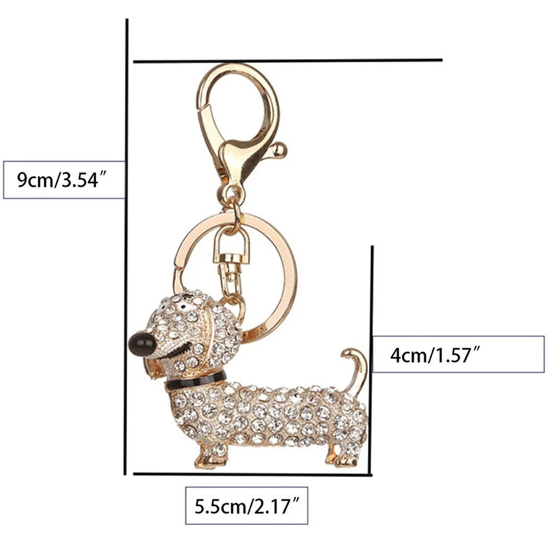 Fashion Dog Dachshund Car Keychain Key Chain Charm Pendant Keys Holder Keyring Women Girl Gift Car Styling Interior Accessories