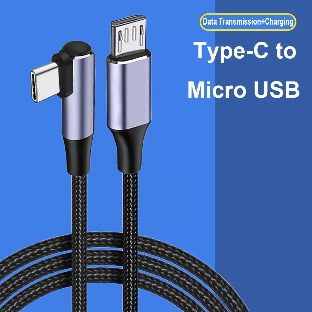 100cm kabel do transmisji danych 90 stopni telefon komórkowy z USB typu C do Micro USB do szybkiego ładowania laptopa OTG Line dla