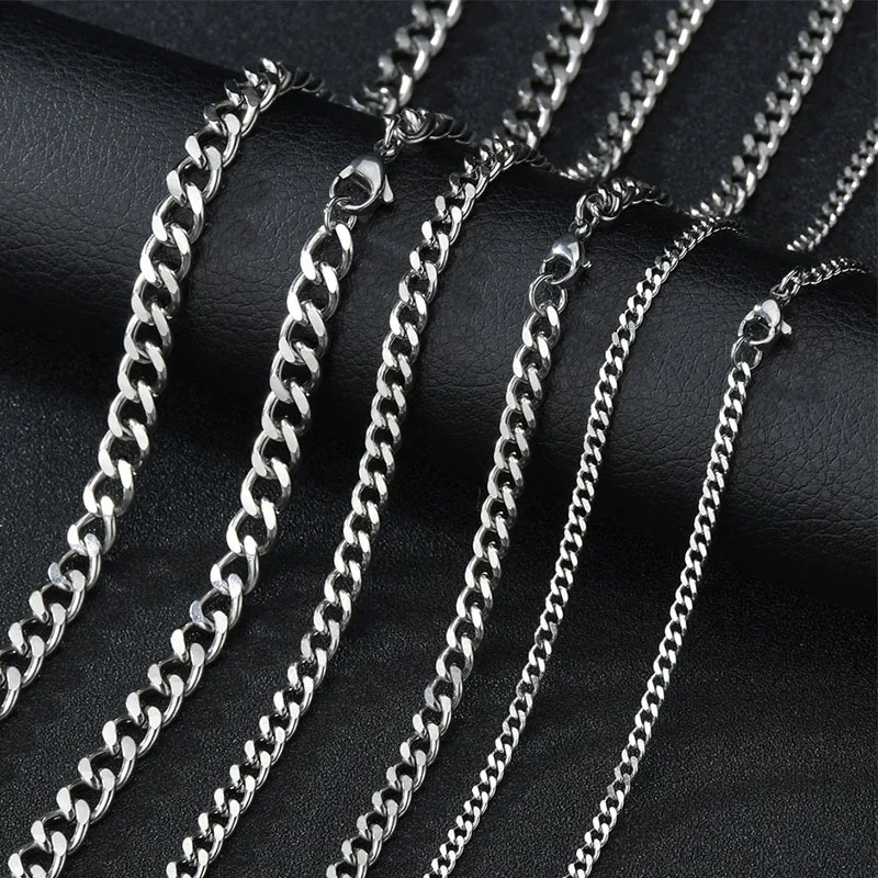 Men's Stainless Steel Basic Chain Necklace Titanium Steel Jewelry 3MM/5MM/7MM Cuban Chain For Women Fashion Jewelry Accessories