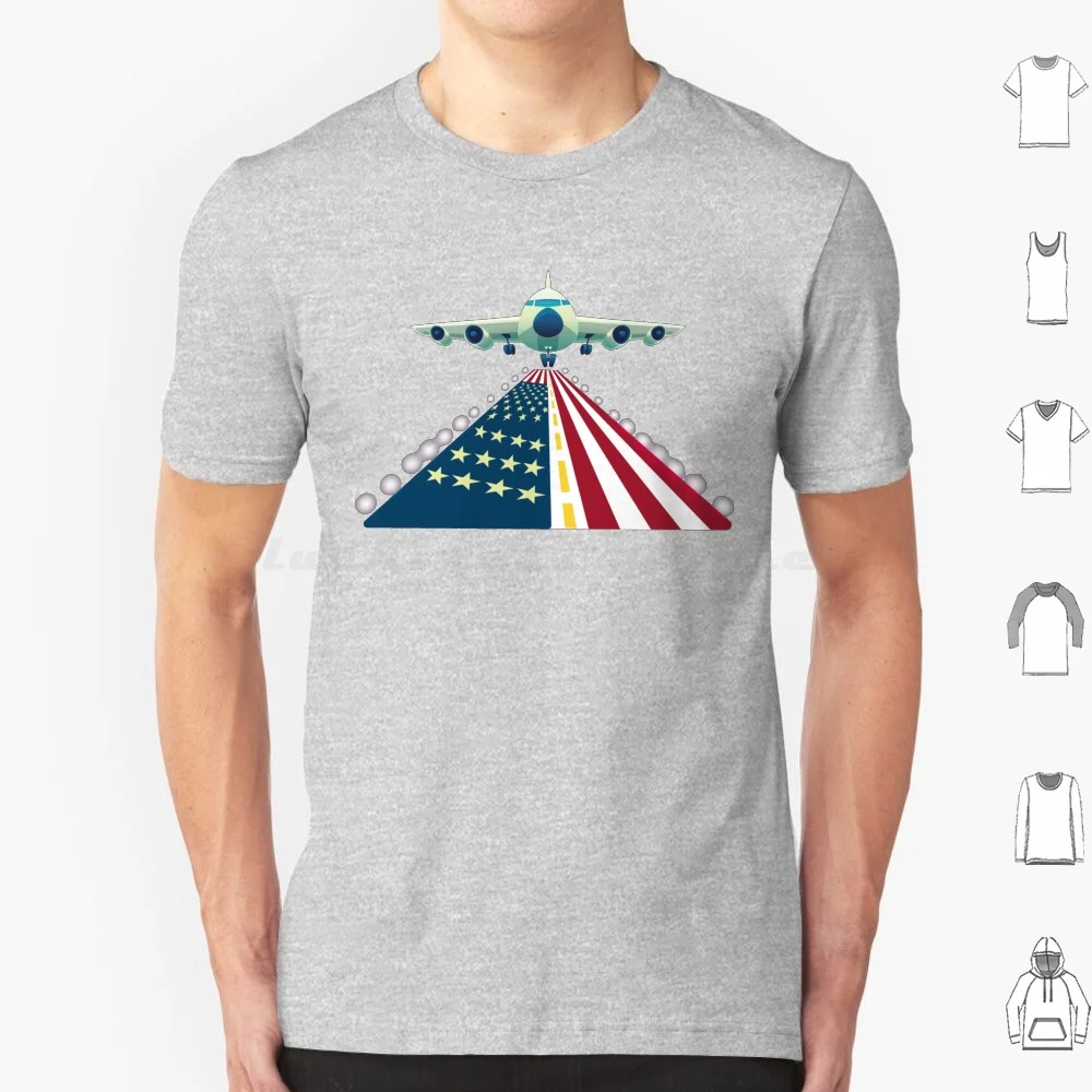 

Airplane Pilot & American Flag-Airport Runway T Shirt Big Size 100% Cotton American Flag Vietnam Huey Bell Rotor Pilot War