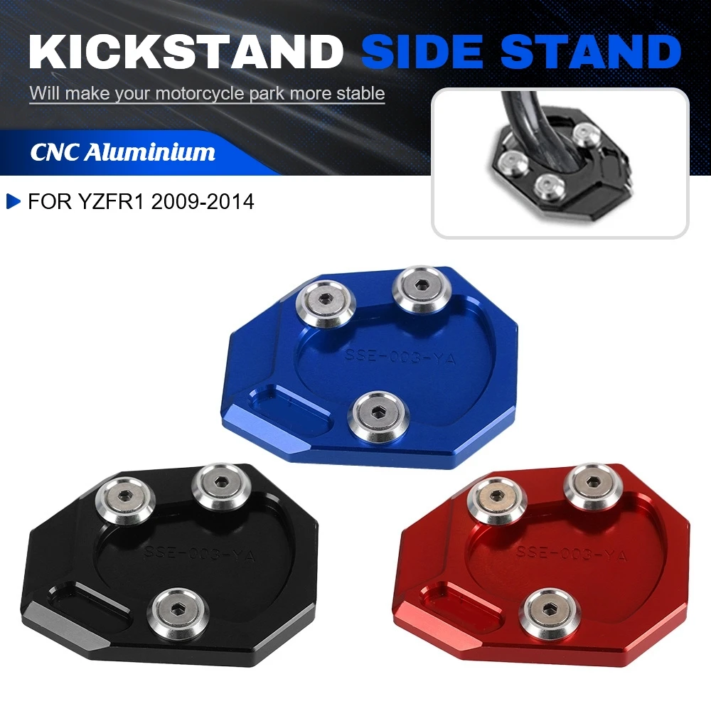 Kickstand Motorcycle CNC Accessories Foot Side Stand Extension Pad Support Plate Enlarge For YAMAHA  YZF-R1 YZER1 2009-2014