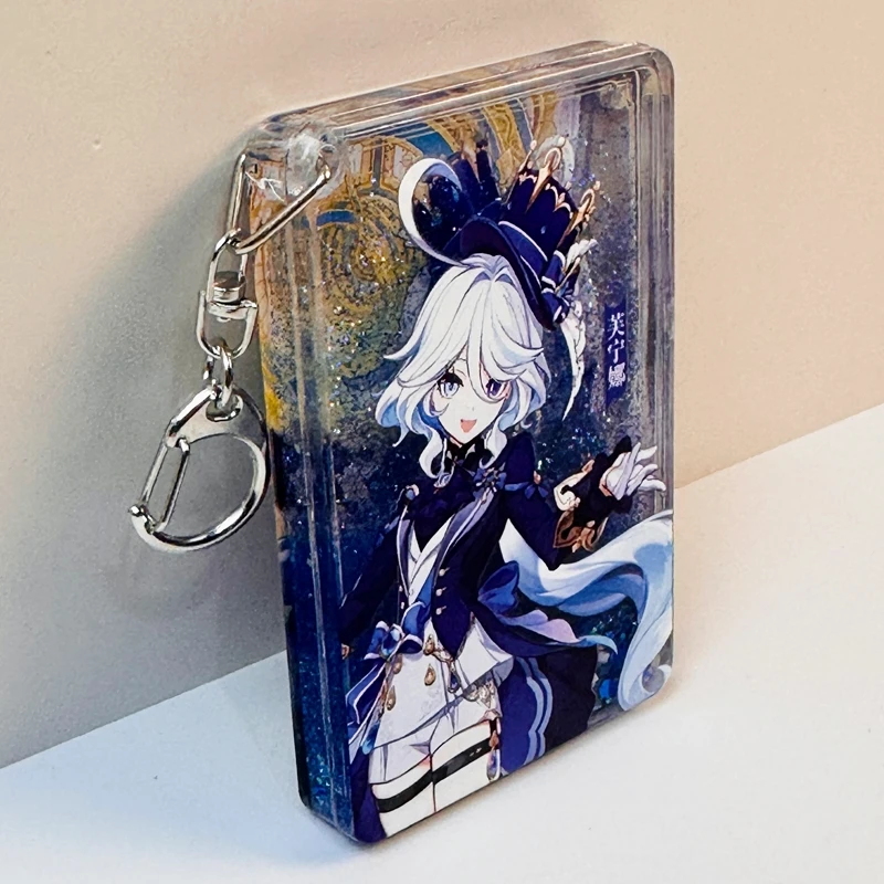 Quicksand Mahjong Genshin Impact Furina Raiden Shogun Neuvillette Cosplay Keychain Pendant Flow Hemp Card Brick Acrylic Widget