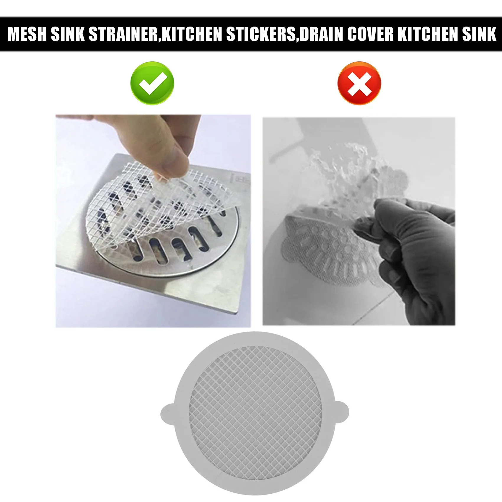 50 Pcs Disposable Shower Drain Hair Catcher Mesh Stickers, Anti Clogging Floor Sink Strainer, Shower Drain Dog Hair