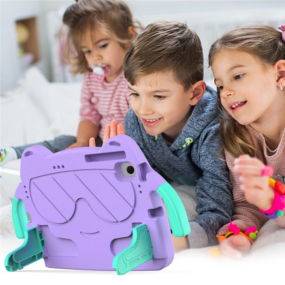 Capa Protetora Antichoque Infantil com Desenhos Animados e Suporte para Tablet Samsung Galaxy Tab A9 A11 Plus A7 Lite A7 A8 A9 A11
