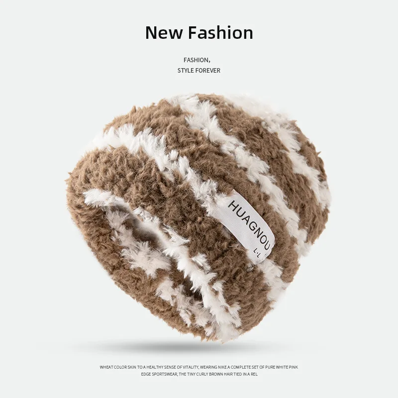 قبعة فرو الأرنب الصناعي المرأة العصرية عادية لينة قبعة الشتاء الدافئة موضة تنوعا محبوك قبعة الإناث الباردة برهان بيني الإناث #5
