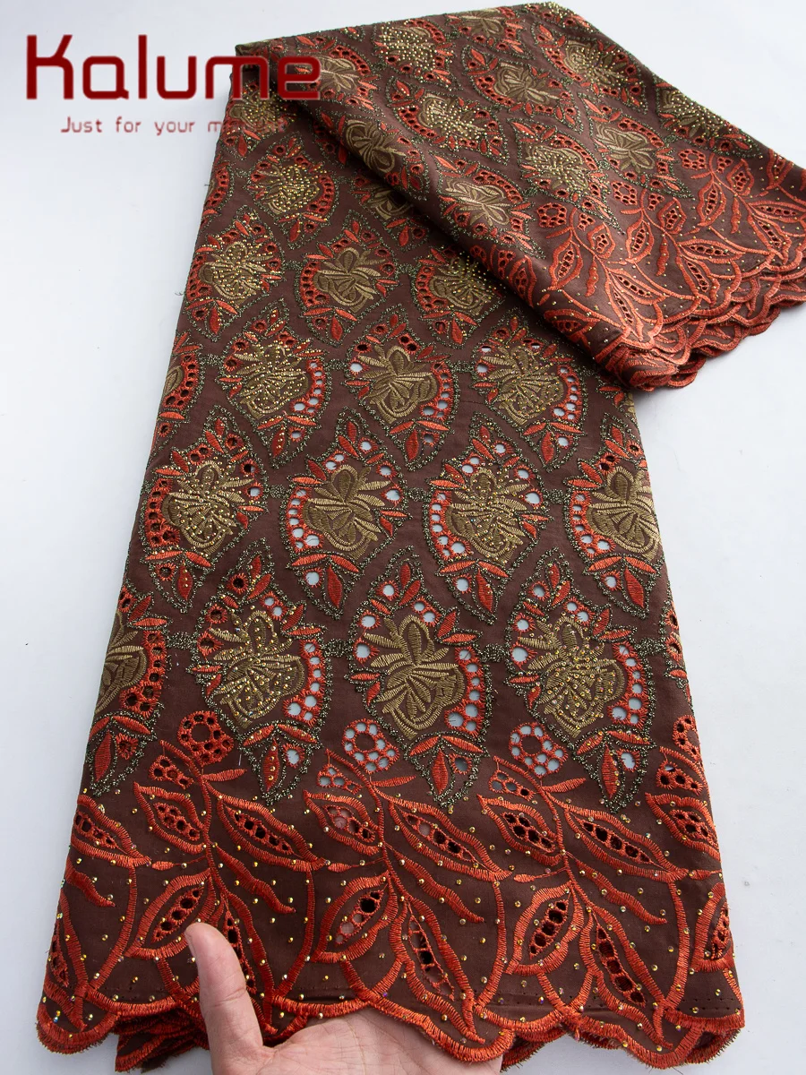 

Kalume High Quality African Nigerian Embroidered Cotton Lace Fabric 2026 Swiss Voile Lace Fabric 5 Yards for Women Party Dress