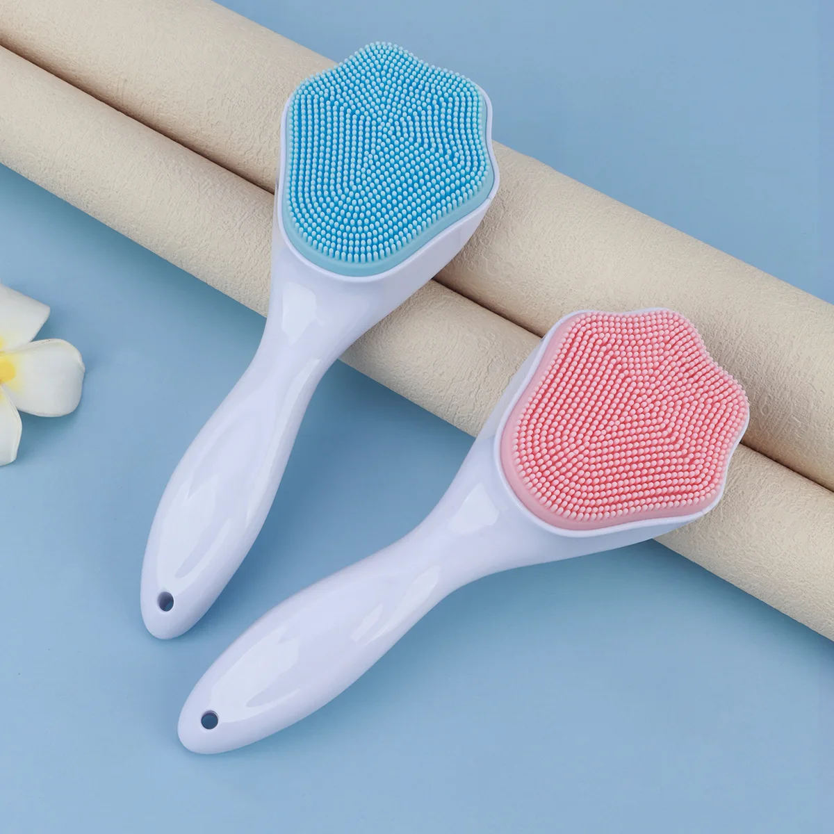 

3D Double Silicone Facial Cleansing Brush Manual Massage Facial Brush Soft Bristles Exfoliator Double Sided Face Wash Brush