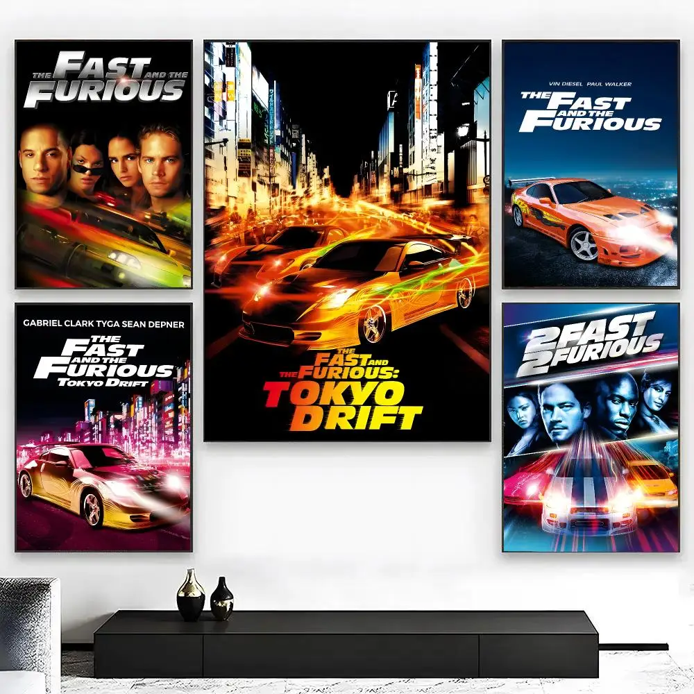 Famous Film F-Fast And Furious Poster High Quality Bedroom Living Room Aesthetic Wall Decoration Painting Stickers Gift