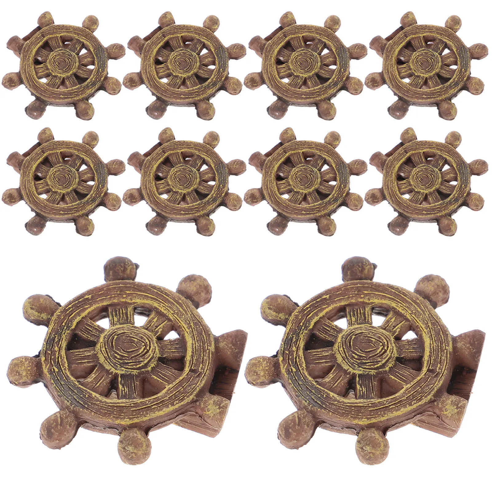 20Pcs Miniature Rudder Decor Mediterranean Style Nautical Sand Table Decor Resin Craft for Home Landscape Rustic Accents