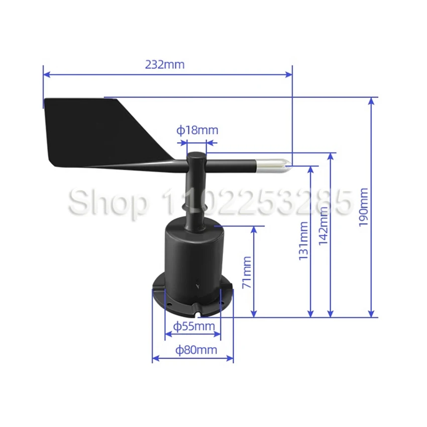 4-20MA 0-2V 0-5V 0-10V Saída RS485 Direção do vento 8 direções Sensor de direção do vento de policarbonato
