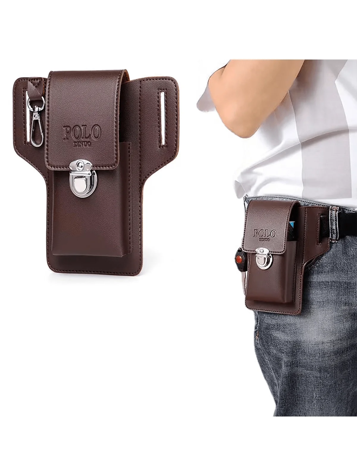 

Leather Belt Bag With Belt Loop, Cell Phone Holster And Cell Phone Pouch Wallet, Suitable For Most Mobile Phones