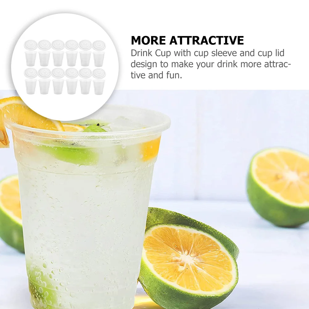 

50 комплектов одноразовых кофейных чашек, прозрачный дизайн, удобная фиксация для чая с молоком, чая, сока, вечерние чашки для напитков, чашка для питья