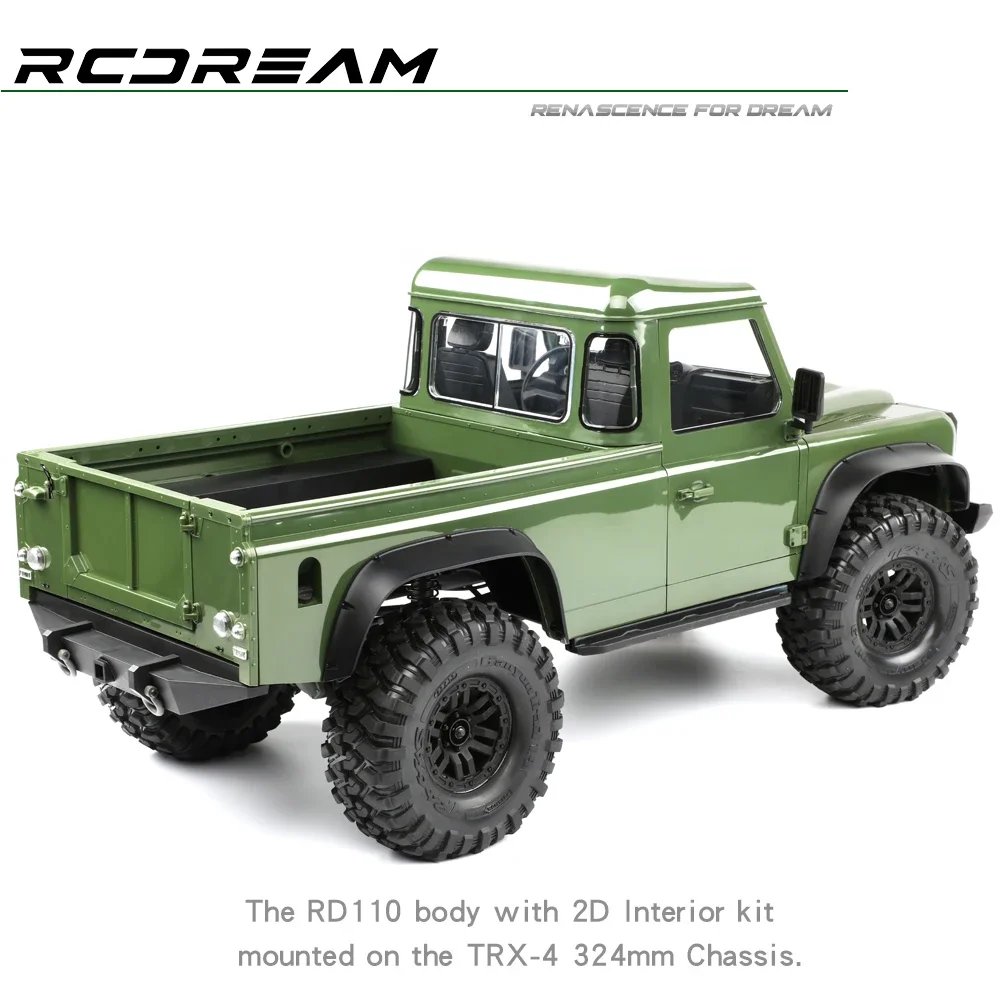 1 Set Simulation Metal 324mm Wheelbase 2 Doors Pickup Truck Body Shell for 1/10 RC Crawler Car Traxxas TRX4 DEFENDER RD110 Parts