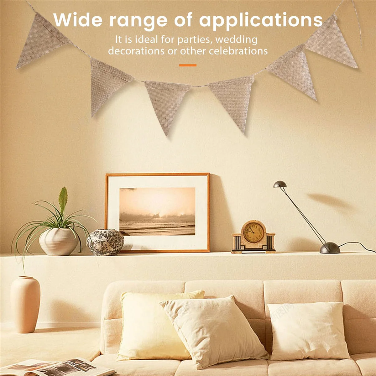 X11AA 3.7M Rustic Jute Hessian Burlap Lace Bunting Shabby Chic Wedding Banner