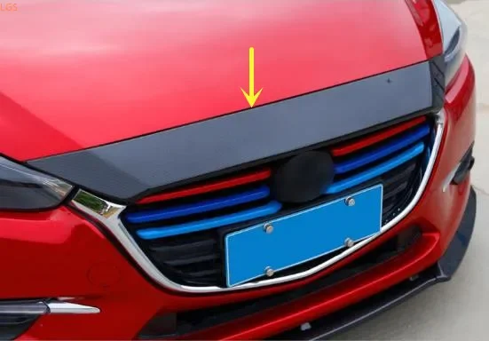 

For Mazda 3 AXELA 2017 2018 2019 ABS Chrome Carbon fiber pattern hood decorative strip anti-scratch protection car accessories