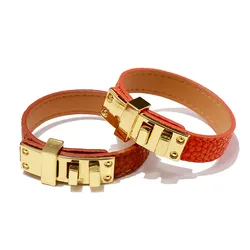 Kirykle bracciale di lusso con chiusura in metallo tono oro per donna braccialetti in pelle Casual Punk Rock gioielli in stile moda regalo dorato