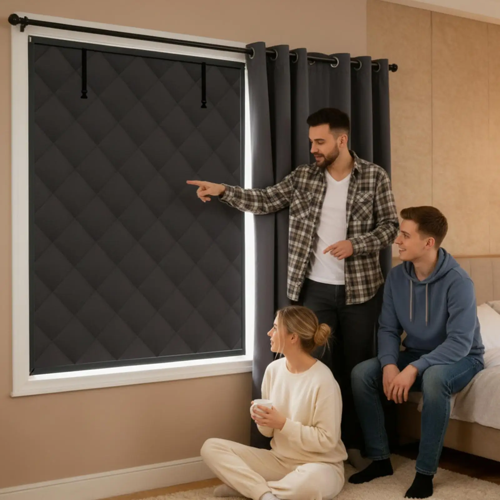 Thermal Window Cover Insulated 3-Layer Covering Warm Winter Window Insulation Kit For Bedroom Home Basement Living Room Garage