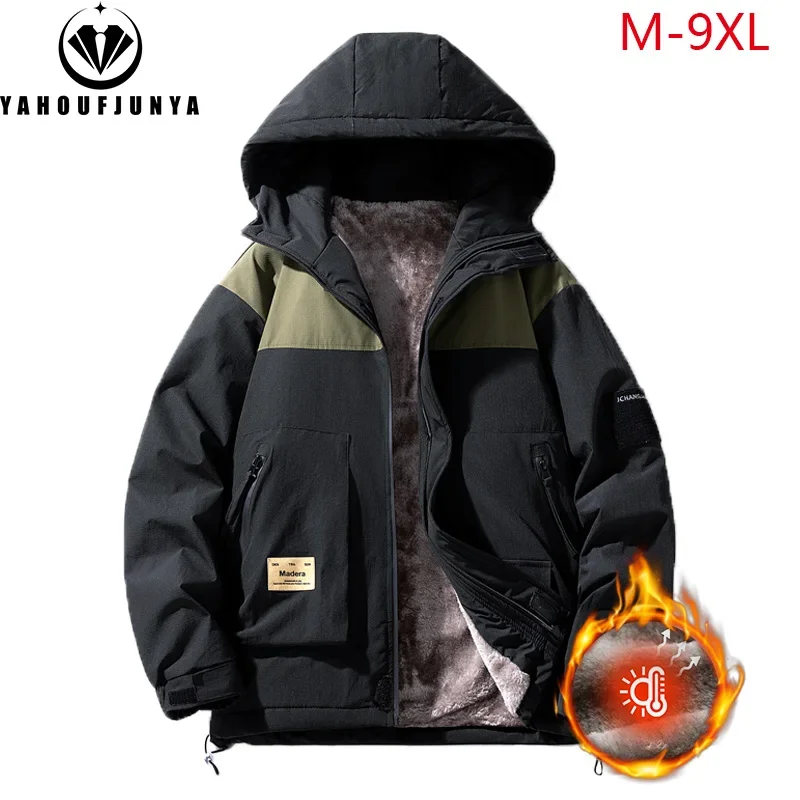 

9XL Winter Men Outdoor Windbreak Fleece Thick Warm Jacket Men Hooded Casual Fashion Jacket Coat Male Clothing Hots Large Size