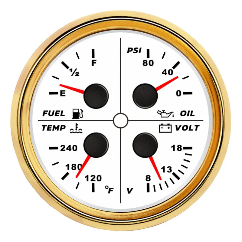 85mm Mechanical Generators diesel tank Fuel Level PSI Volt Temp Four in 1 Gauge view 2
