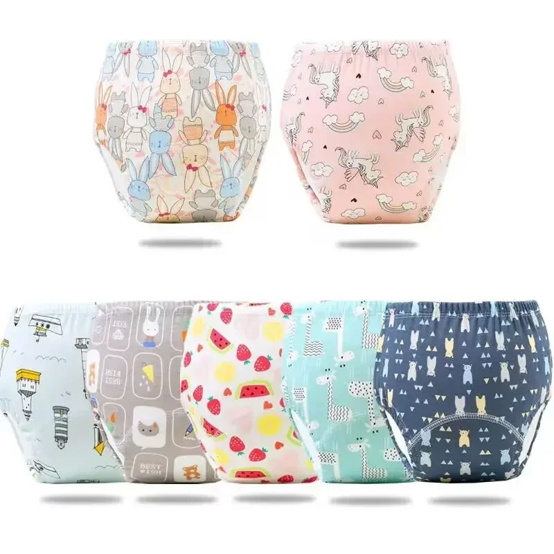 5PC Waterproof Reusable Cotton Baby Training Pants Infant Shorts Underwear Cloth Baby Diaper Nappies Panties Nappy Changing