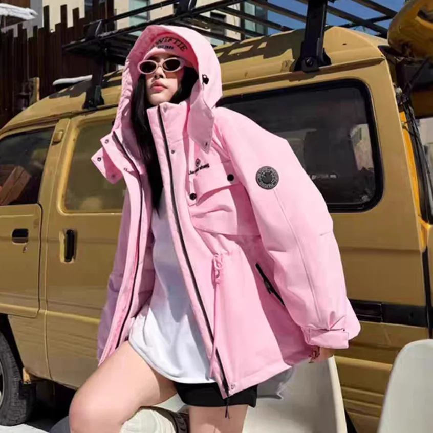 

Winter 90 White Down Duck Jacket for Women Solid Hooded Snow Parker Patchwork Coat Female Zipper Warm Thick Outwears