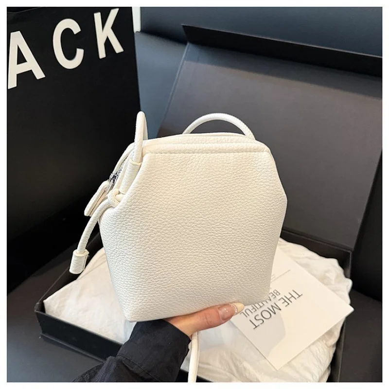 

Stylish Ladies Messenger Bag Made Of Dot-Stripe-Printed Leather Boasting Paris Casual Vintage Spacious Soft Neat Daily Look​