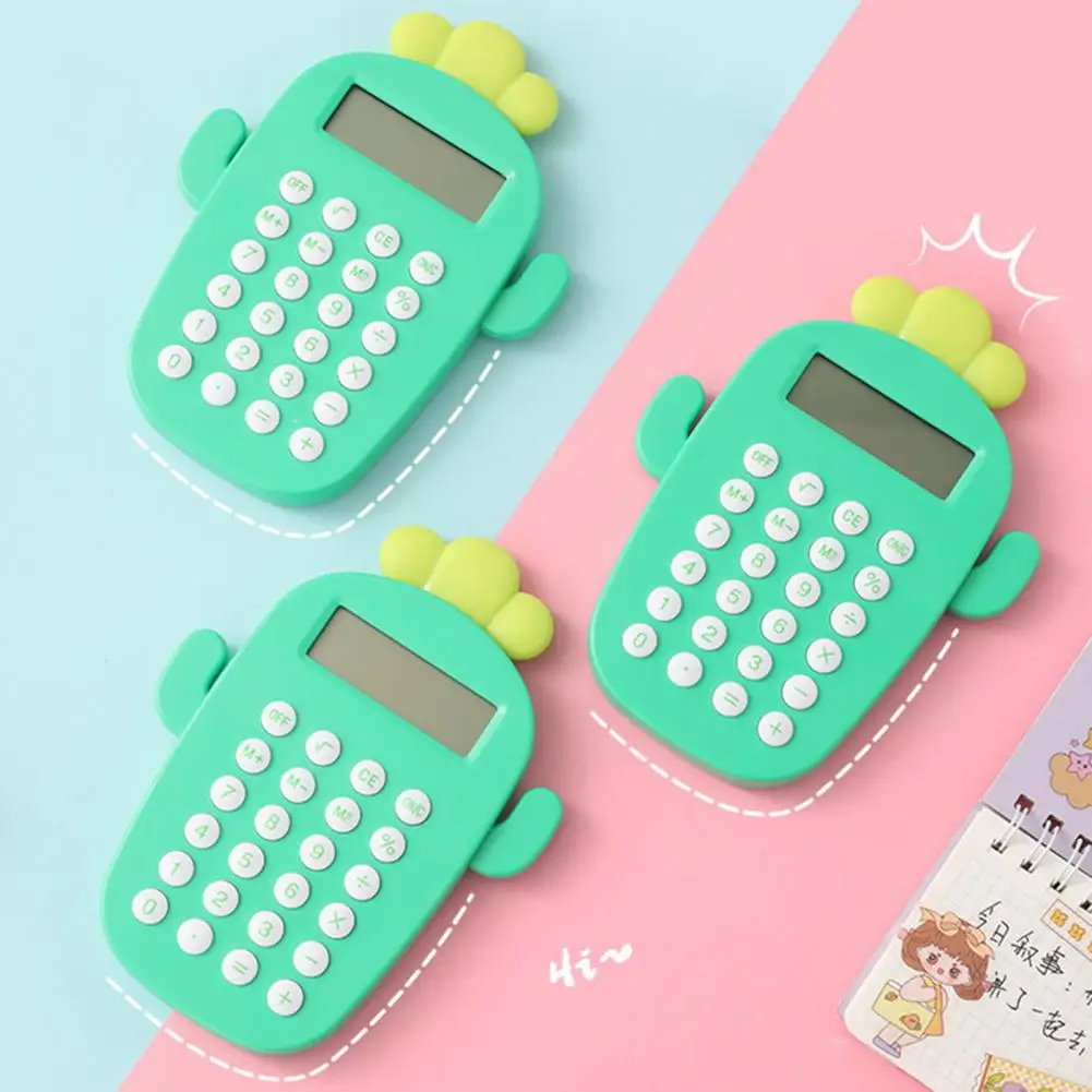 Cactus Calculator Compact Calculator Cute Cactus Desktop Calculator with Battery Operated 8 Digits Lcd Display Portable Student