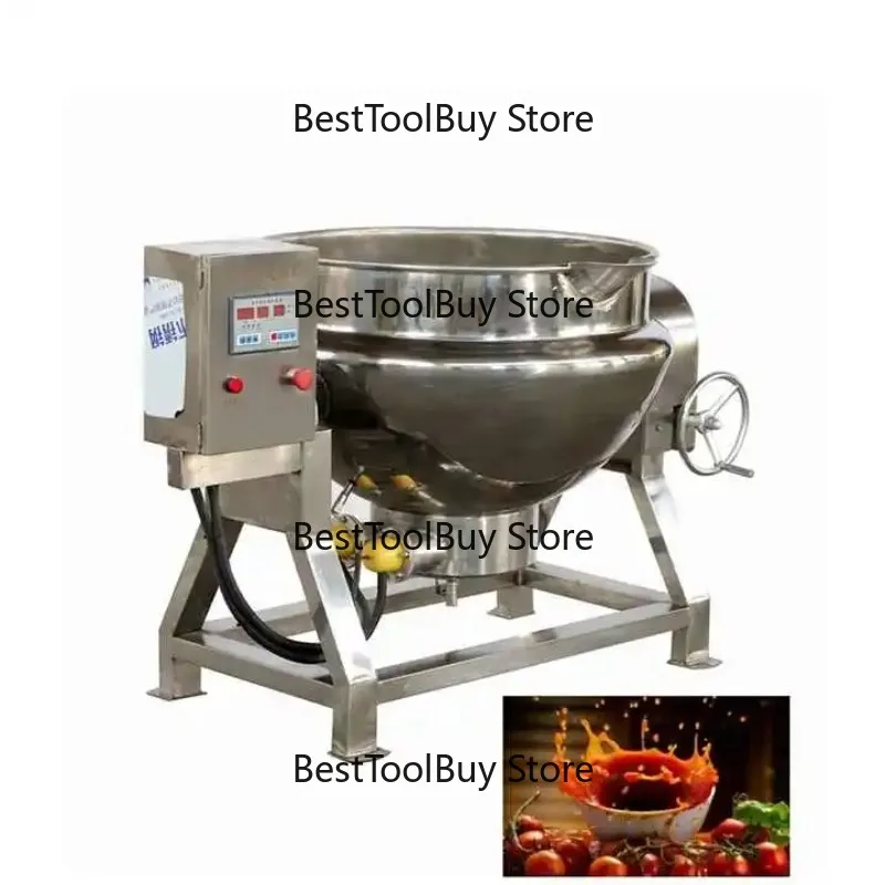 Caramel Jam Cooker Electric Heating Steam Jacketed Kettle Tilting Vacuum Jacket Cooking Kettle With Agitator Mixer