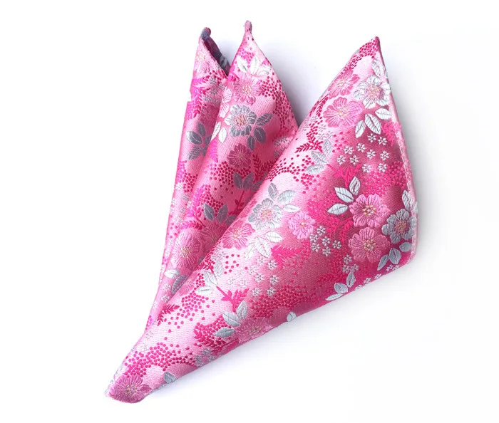 Pañuelo clásico de seda para hombre, pañuelo Floral de 25x25CM, Color rosa y azul, pañuelo cuadrado de bolsillo para regalo de fiesta de boda