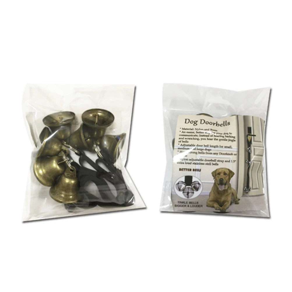 

Pet Dog Door Bells 7 Copper Bells Thick Nylon Ribbon Adjustable Loud Sound for Potty Training Housebreaking Training