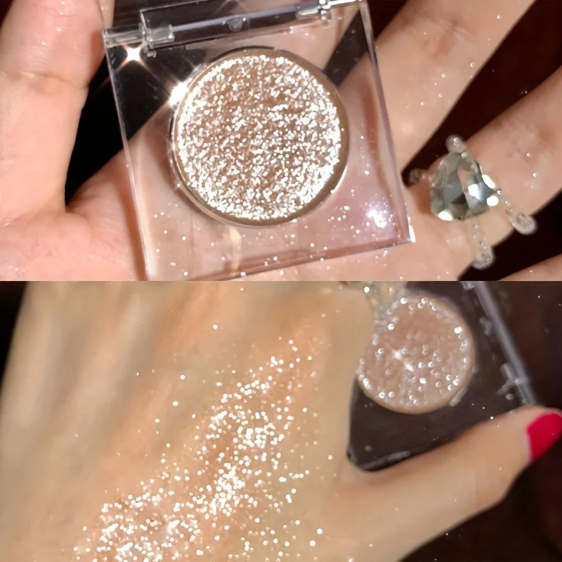 Sombra de ojos con purpurina monocromática, ilumina los ojos, maquillaje, paletas brillantes impermeables, resaltador pigmentado, cosméticos para mujer