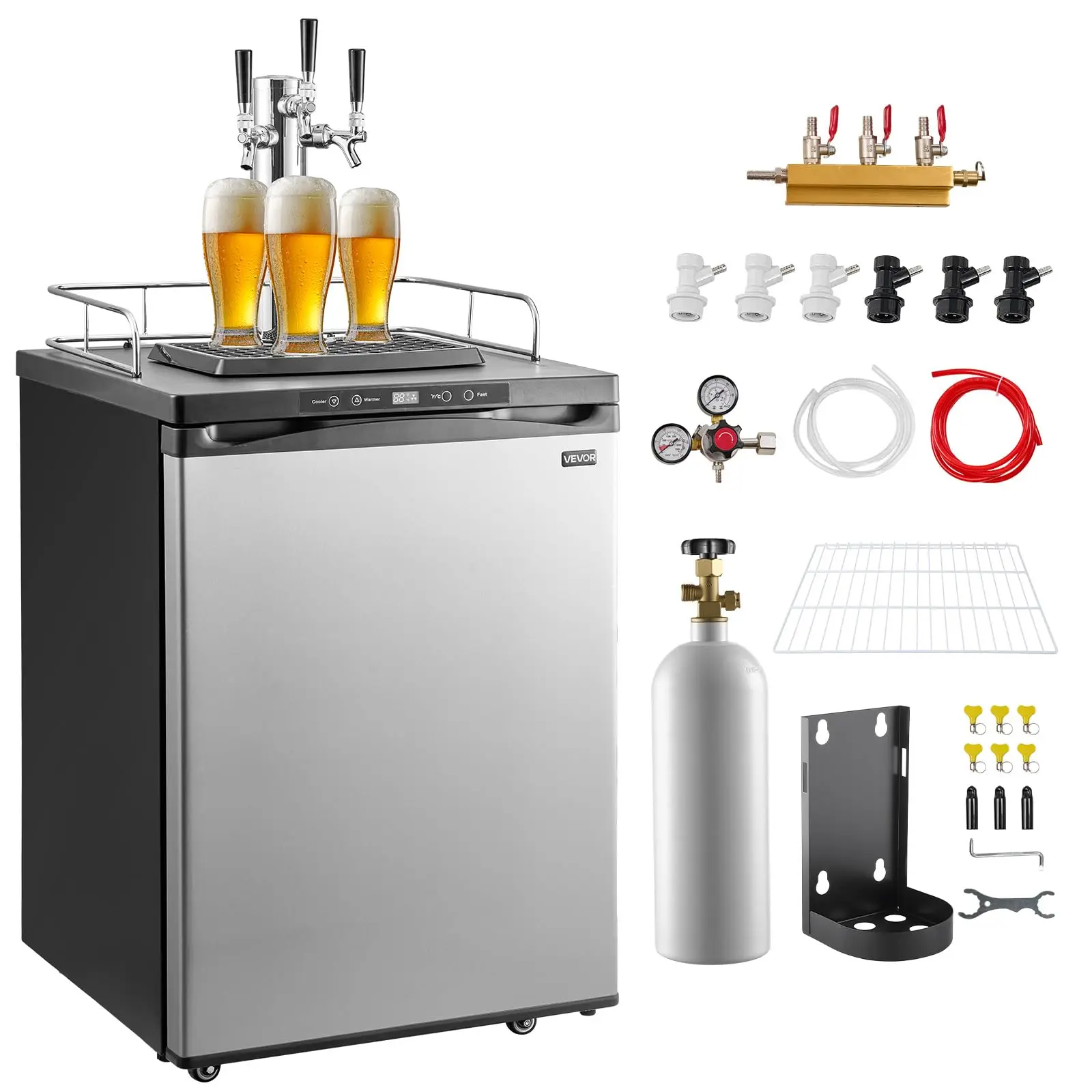 Beer Kegerator, Triple Tap Home Draft Beer Dispenser for Ball Lock