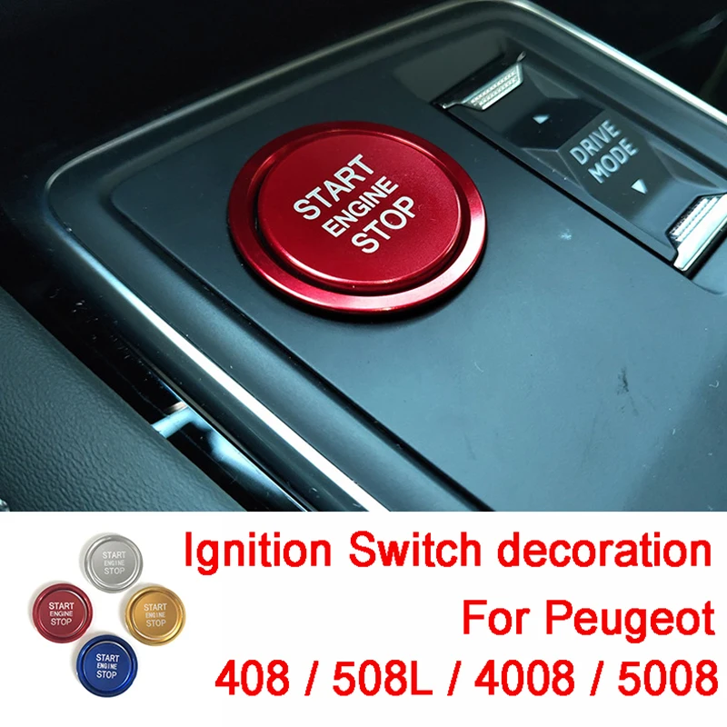 Ein-taste Start Trim Patch Zündschloss Dekoration Ring Auto Aufkleber Für Peugeot 508L 408 4008 5008 Innen zubehör