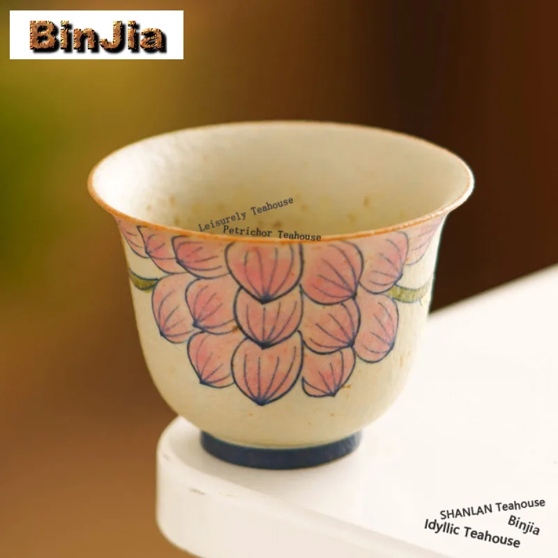 

Чайная чашка 67 мл с ручной росписью в виде лотоса, винтажная чайная чаша для чая, персональная чашка для дегустации чая, чаша чазан, аксессуары для сервировки стола