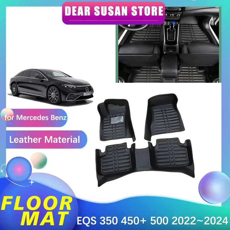 

Car Floor Mat for Mercedes Benz EQS 350 450+ 450 500 2022~2024 Inner Liner Leather Pad Tray Custom Waterproof Carpet Accessories