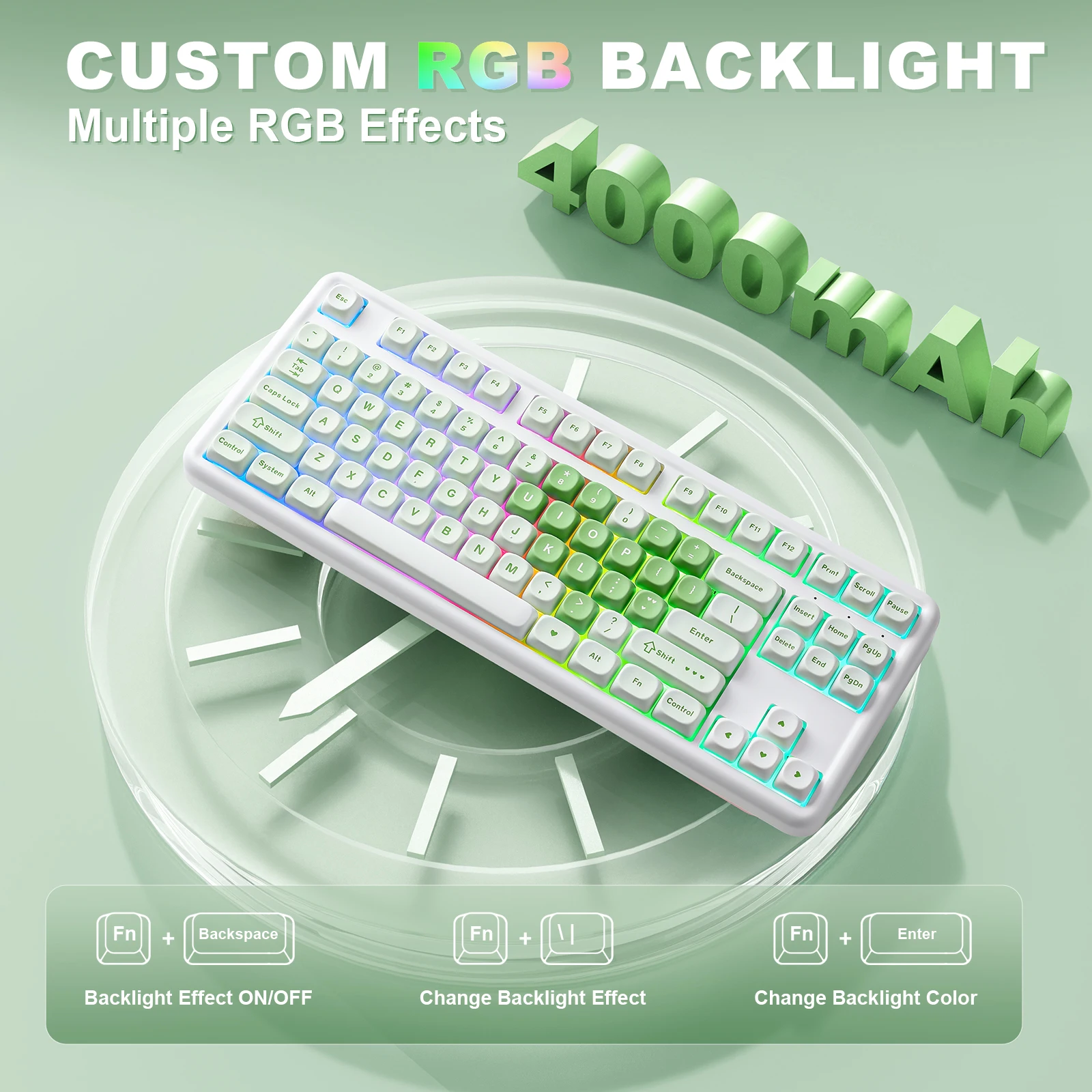 YUNZII B87 ハート ワイヤレス メカニカル キーボード、QMK/VIA